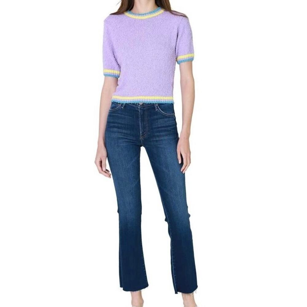 MOTHER Insider Ankle Fray Sweet Lime Dark Wash Cropped Jeans size 28 EUC - Picture 5 of 14